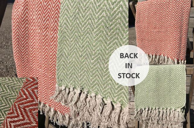 Gorgeous Terracotta & Sage Chevron throws are back in stock